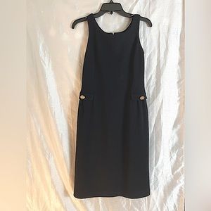 St John Couture Vintage Bouclé Knit Dress front crystal buttons